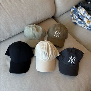Set of Five Baseball Caps with Embroidered Logos